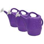 Union Products 63071 2 Gallon Plastic Indoor/Outdoor Watering Can w/ Tulip Design for Garden, Potted Plants, & Patio Pots, Purple (3 Pack)