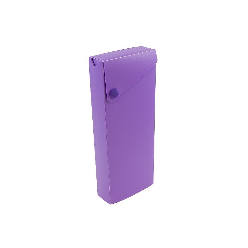 JAM Paper Plastic Sliding Pencil Case Box with Button Snap Purple 2166513300, 2 of 5