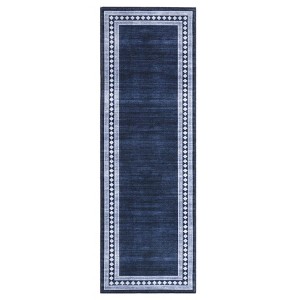 Modern Bordered Soft Carpet Mat Indoor Non Slip Machine Washable Area Rug - 1 of 4
