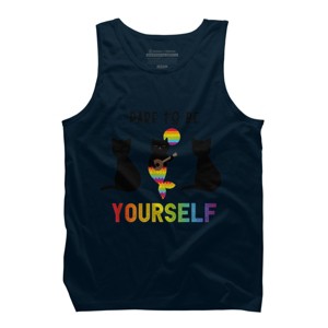 Adult Design By Humans Dare To Be Yourself Pride Cat Mermaid By Avocato Tank Top - 1 of 2
