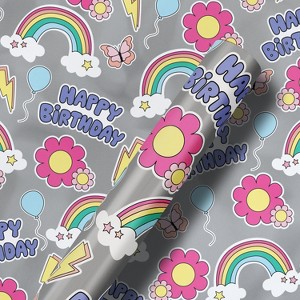 Happy Birthday Icon Gift Roll Wrap 20 sq ft - Spritz™ - 1 of 3