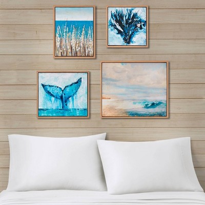 Blue Seascape Nature Vistas Framed Canvas Set of Four