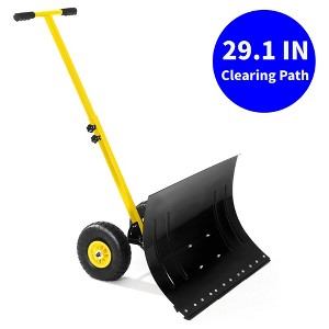 GustoWave Snow Shovel for Driveway, Heavy Duty Snow Removal Tool with Wheels - 1 of 4
