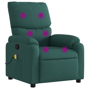vidaXL Massage Recliner Chair Wingback Reclining Armchair for Elderly Fabric - Dark Green Manual Push Back - 1 of 4