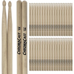 ChromaCast 5A USA Made Hickory Drumsticks Pair - Wood Tipped - Drum Sticks Tour Tested by Pro Drummers - Real American Hickory Wood - 1 of 4