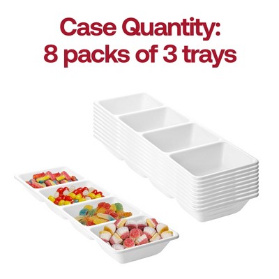 White 16" x 5" 4-Section Rectangular Disposable Plastic Tray Set