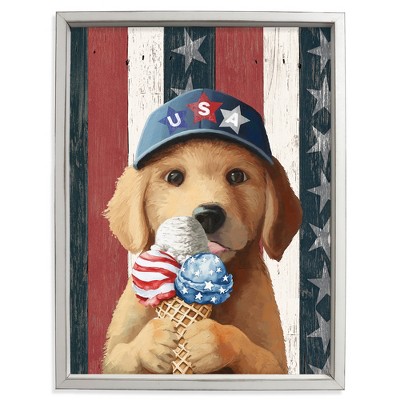 Creative Products Patriotic Ice Cream Pup 18 x 24 Framed Print