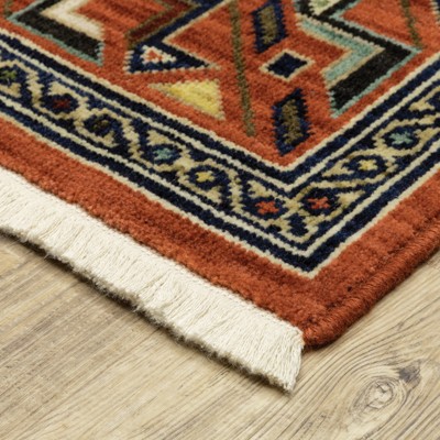 Handmade Red Wool and Synthetic Persian Style Area Rug 5'3" x 7'6"
