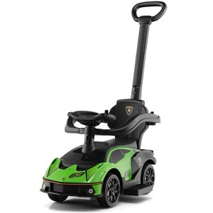 Costway 3-in-1 Licensed Lamborghini Ride on Push Car Stroller Sliding Car w/ Sound White\Green\Pink - 1 of 4