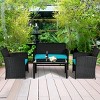 Tangkula 4 Piece Outdoor Patio Rattan Furniture Set Turquoise Cushioned Seat For Garden, Porch, Lawn - 2 of 4