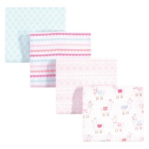Hudson Baby Infant Girl Cotton Flannel Receiving Blankets, Llama, One Size - 1 of 2