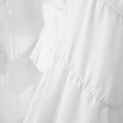 White Ruffled Polyester Rod Pocket Curtain Panel for Kids