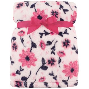 Hudson Baby Infant Girl Super Plush Blanket, Modern Floral, One Size - 1 of 2