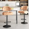 Hooseng Upholstered Bar Stool Set of 2, Liftable Counter Height Bar Stools with Black Metal Legs, Backrest and Footrest - 2 of 4