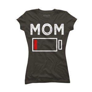 Junior's Design By Humans Mom Low Battery Alert By shirtpublic T-Shirt - 1 of 2