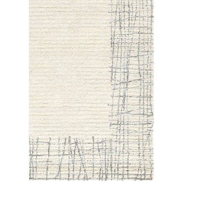 Ivory and Gray Hand-Tufted Wool Runner Rug with Cotton Backing