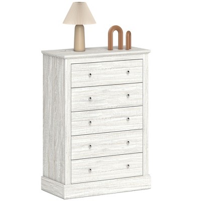 HOMCOM Farmhouse Dresser for Bedroom with 5 Drawers, 31" Wide Chest of Drawers