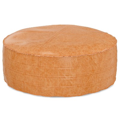 NicBex Large Round Coffee Table Pouf Ottoman Footstool for Living Room, Bedroom, Distressed Brown