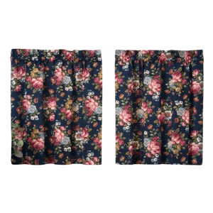 Ellis Bella Rose Gorgeous Medium Scale Printed Floral Pattern 1.5" Rod Pocket Tier - 1 of 4