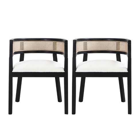 Christopher Knight Home Cinnabar 19.75" Seat Height Upholstered Rubberwood Tub Dining Chairs with Cane Back(Set of 2) - image 1 of 4