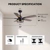 Siljoy 52-in Farmhouse Cage Ceiling Fan with Walnut or Black Color Blades Ceiling Fan With Light - Remote Included ( 5-Blade Bulb not included) - 3 of 4