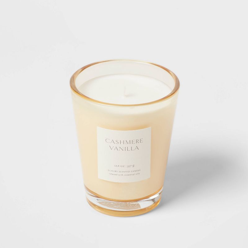 Colored Vase Glass with Dustcover Cashmere Vanilla Candle Ivory - Threshold™, 5 of 7