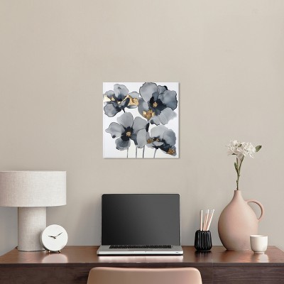 16" x 16" Black and Gold Floral Canvas Wall Art