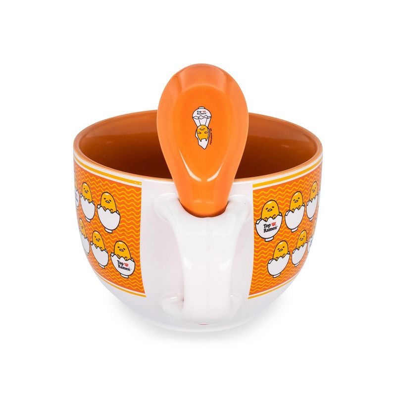 Silver Buffalo Sanrio Gudetama x Nissin Top Ramen Ceramic Soup Mug with Spoon | Holds 24 Ounces, 2 of 7