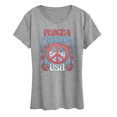 Women's - Instant Message - Peace And Freedom Short Sleeve Graphic T-Shirt