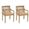 vidaXL Teak Wood Batavia Garden Chairs - Set of 2 with Beige Cushions, Water-Proof Outdoor/Indoor Elegant Seating for Patio, Garden, Deck - 2 of 4