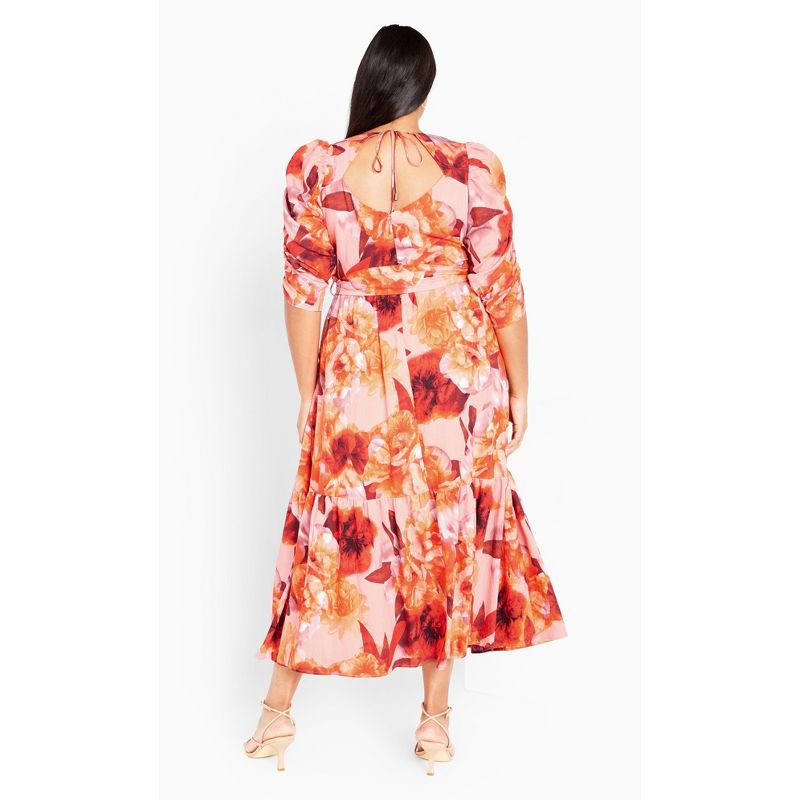 Women's Plus Size Poppie Print Maxi Dress - peach | CITY CHIC, 3 of 7