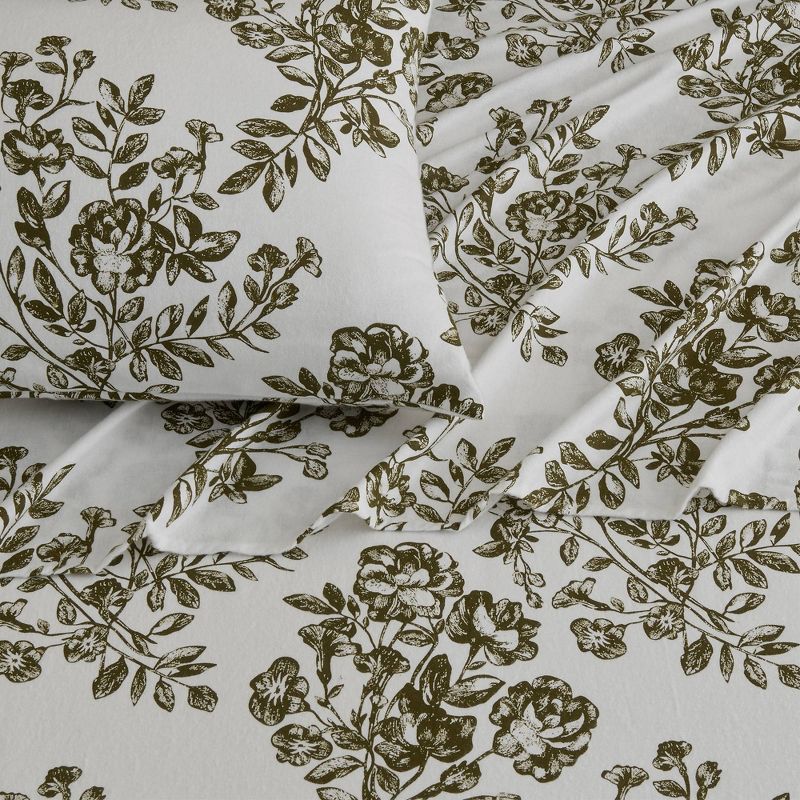 100% Turkish Cotton Classic Printed Flannel Sheet Set - Isla Jade, 4 of 8