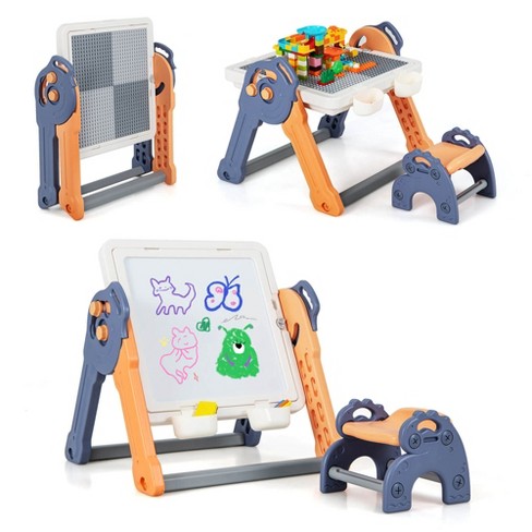 Costway 6-in-1 Multi-activity Kids Play Table & Chair Set with 102 PCS Compatible Bricks - image 1 of 4