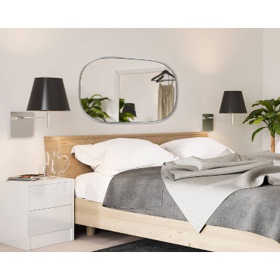 Silver Capsule Framed Wall Mirror with Rounded Edges