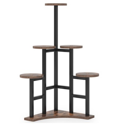 Lirago 6 Tier Corner Plant Stand Particle Board Metal Frame 17.72x17.72x43.7 Ideal for Indoor Plants and Home Decor