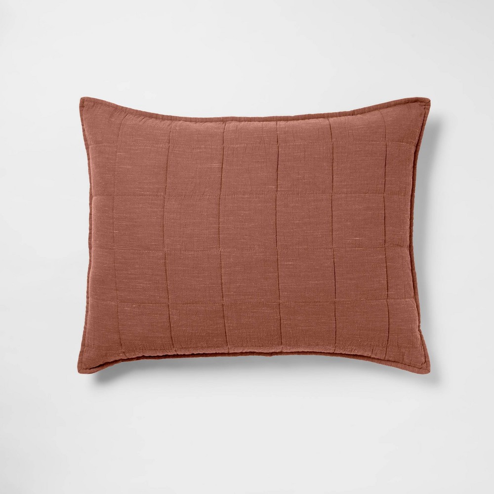 Standard Space Dyed Cotton Linen Sham Cognac - Threshold