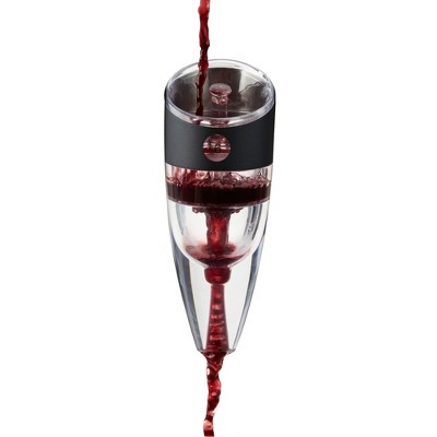 Alchemi by Viski Adjustable Wine Aerator with Stand - Simulates 6 Hours Decanting, BPA-Free Plastic and Stainless Steel - Matte Black Set of 1