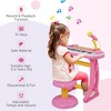 Angel Sar Pink Kids Piano Keyboard Set, 31-Key Toddler Electronic Keyboard with Microphone, Stool & Lights, Musical Toy for Ages 3-6 - 4 of 4