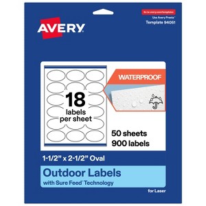 Avery Outdoor Waterproof Labels, 1.5" x 2.5" Oval - 1 of 4