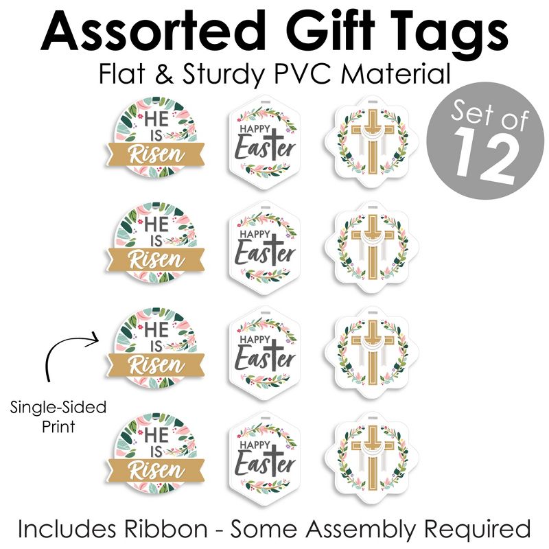 Big Dot of Happiness Religious Easter - Assorted Hanging Christian Holiday Party Favor Tags - Gift Tag Toppers - Set of 12, 5 of 9
