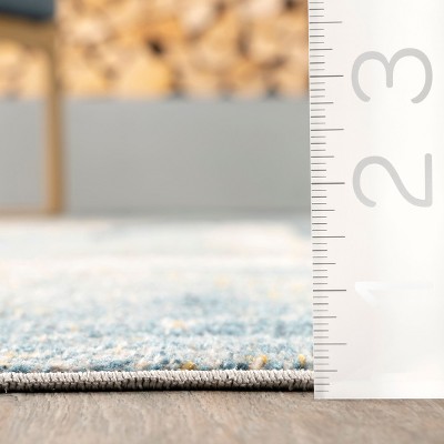 Blue Abstract Washable Stain-Resistant Rectangular Area Rug