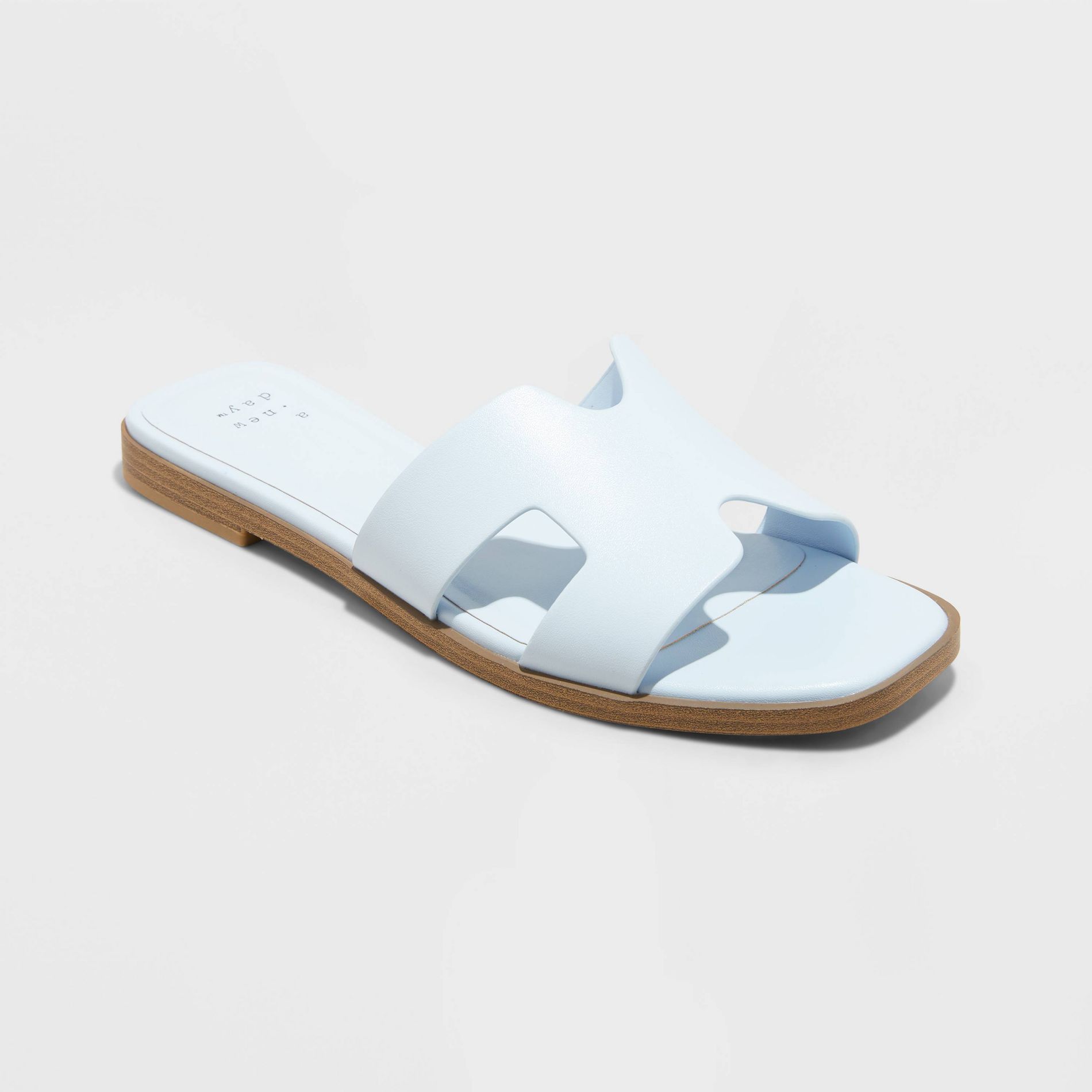 Women's Nina H-Band Slide Sandals - A New Day™ Blue 9.5: Open Toe, Block Heel, Slip On