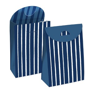 Big Dot of Happiness Navy Stripes - Simple Gift Favor Bags - Party Goodie Boxes - Set of 12 - 1 of 4