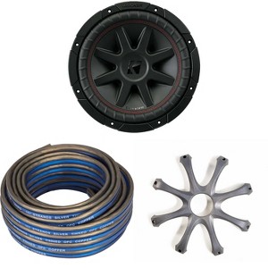 Kicker CompVR 10-Inch (25cm) Subwoofer, DVC, 2-Ohm, w/ GR100 Grill & Speaker Wire Bundle - 1 of 4