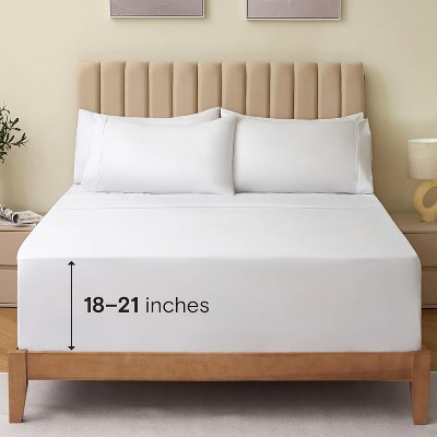 LuxClub 4 PC White Full Silky Soft Cooling Extra Deep Pocket ...