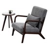 Gulches MidCentury Modern Accent Chair & Coffee Table Set, Vintage Luxury Antique Dark Gray Chair with WalnutTone Table, Rubberwood Frame - 4 of 4