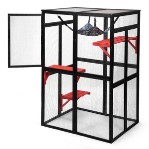 AZL1 Life Concept Pet Crates and Houses Gothic Feral Cat Shelter, Wooden Cat Enclosure, Kitten Cage Condo, Black, 33.3"*39.4"*63.8" - 1 of 4