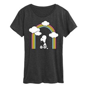 Women's - Peanuts - Snoopy Looking Up Rainbow Short Sleeve Graphic T-Shirt - 1 of 4