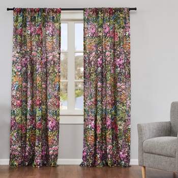 Basel Floral Lined Curtain Panel with Rod Pocket - 2pk - Levtex Home