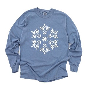 Simply Sage Market Women's Giant Snowflake Long Sleeve Garment Dyed Tee - 1 of 4